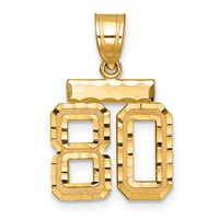 14K Yellow Gold Small Brushed Diamond-cut Number 80 Charm view 1