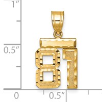 14K Yellow Gold Small Brushed Diamond-cut Number 81 Charm view 3