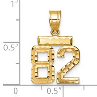 14K Yellow Gold Small Brushed Diamond-cut Number 82 Charm view 2