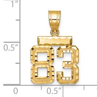 14K Yellow Gold Small Brushed Diamond-cut Number 83 Charm view 2