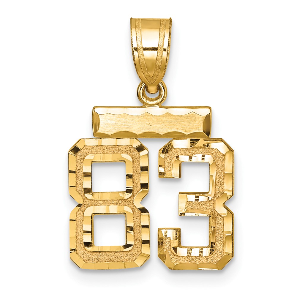 14K Yellow Gold Small Brushed Diamond-cut Number 83 Charm