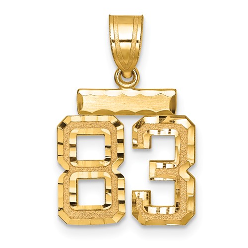 14K Yellow Gold Small Brushed Diamond-cut Number 83 Charm