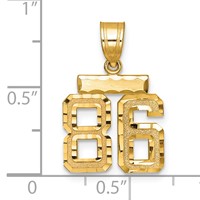14K Yellow Gold Small Brushed Diamond-cut Number 86 Charm view 2
