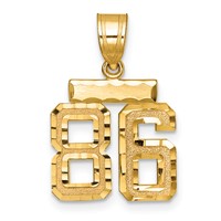 14K Yellow Gold Small Brushed Diamond-cut Number 86 Charm view 1