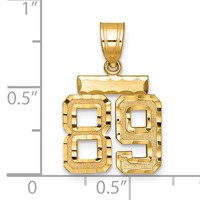 14K Yellow Gold Small Brushed Diamond-cut Number 89 Charm view 3