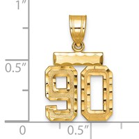 14K Yellow Gold Small Brushed Diamond-cut Number 90 Charm view 2