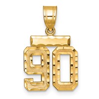 14K Yellow Gold Small Brushed Diamond-cut Number 90 Charm view 1