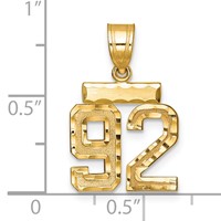 14K Yellow Gold Small Brushed Diamond-cut Number 92 Charm view 2