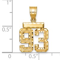 14K Yellow Gold Small Brushed Diamond-cut Number 93 Charm view 2