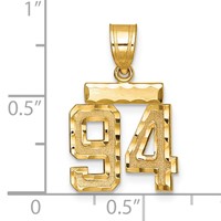 14K Yellow Gold Small Brushed Diamond-cut Number 94 Charm view 2