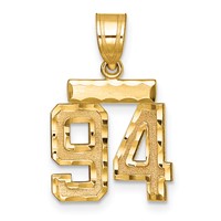 14K Yellow Gold Small Brushed Diamond-cut Number 94 Charm view 1