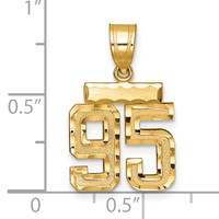 14K Small Brushed Diamond-cut Number 95 Charm view 2