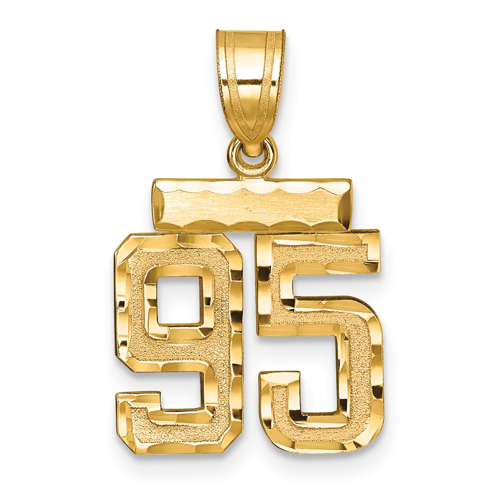 14K Small Brushed Diamond-cut Number 95 Charm