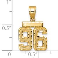 14K Yellow Gold Small Brushed Diamond-cut Number 96 Charm view 3