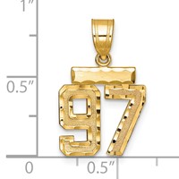 14K Yellow Gold Small Brushed Diamond-cut Number 97 Charm view 2