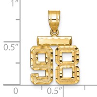 14K Yellow Gold Small Brushed Diamond-cut Number 98 Charm view 2