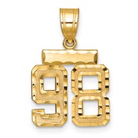 14K Yellow Gold Small Brushed Diamond-cut Number 98 Charm view 1