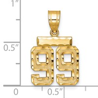 14K Yellow Gold Small Brushed Diamond-cut Number 99 Charm view 2