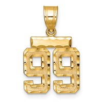 14K Yellow Gold Small Brushed Diamond-cut Number 99 Charm view 1