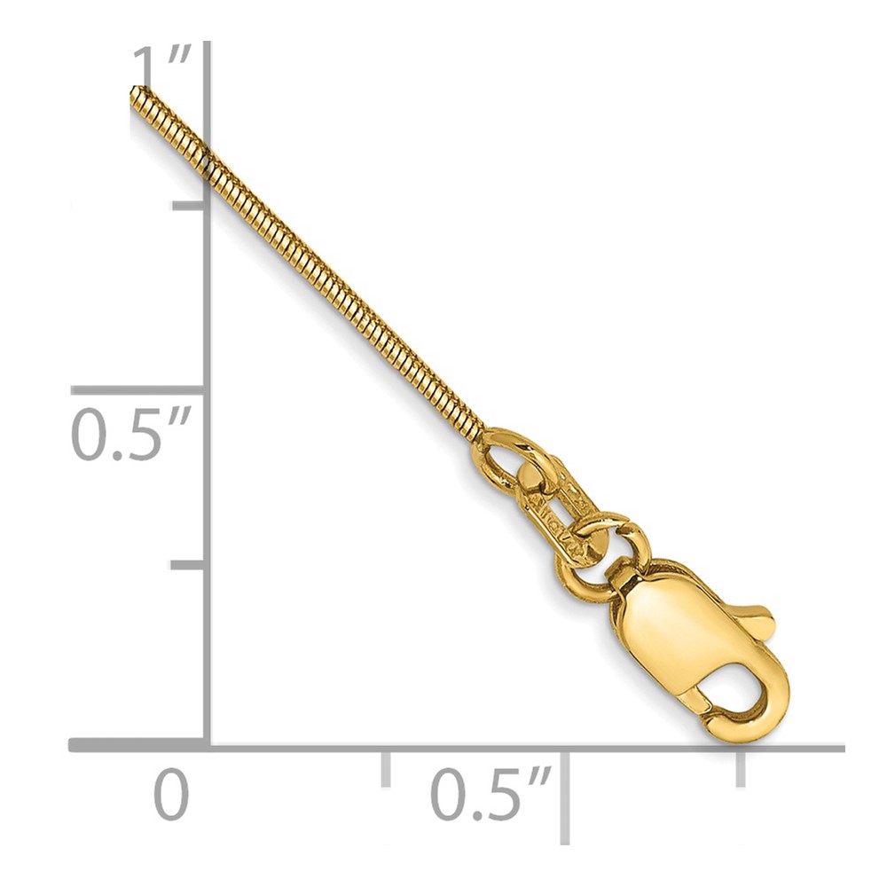 14K 10 inch .8mm Round Snake with Lobster Clasp Anklet (SNA060-10)