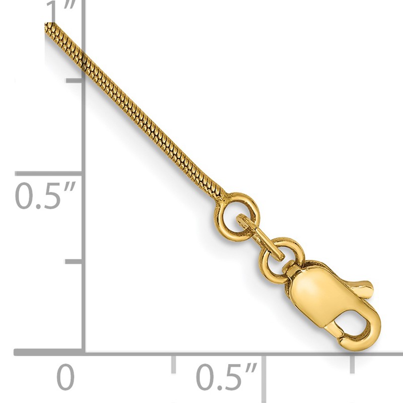 14K 8 inch .9mm Round Snake with Lobster Clasp Bracelet