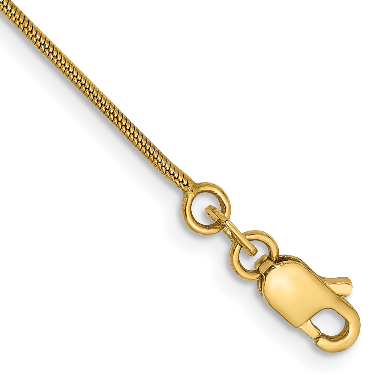 14K 7 inch .9mm Round Snake with Lobster Clasp Bracelet (SNA080-7)