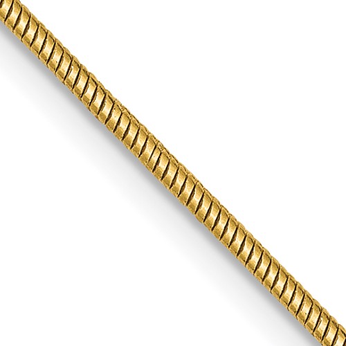 14K 1.4mm Yellow Gold Round Snake Lobster Clasp Chain, 30"