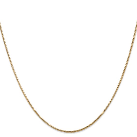 14K 1.6mm Round Snake with Lobster Clasp Chain (per inch)