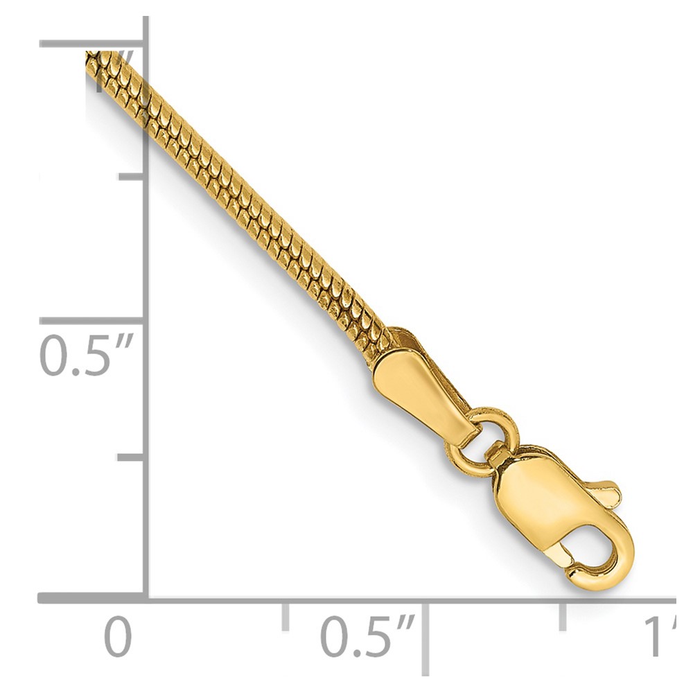 14K 7 inch 1.6mm Round Snake Lobster Clasp Bracelet (SNA160-7)
