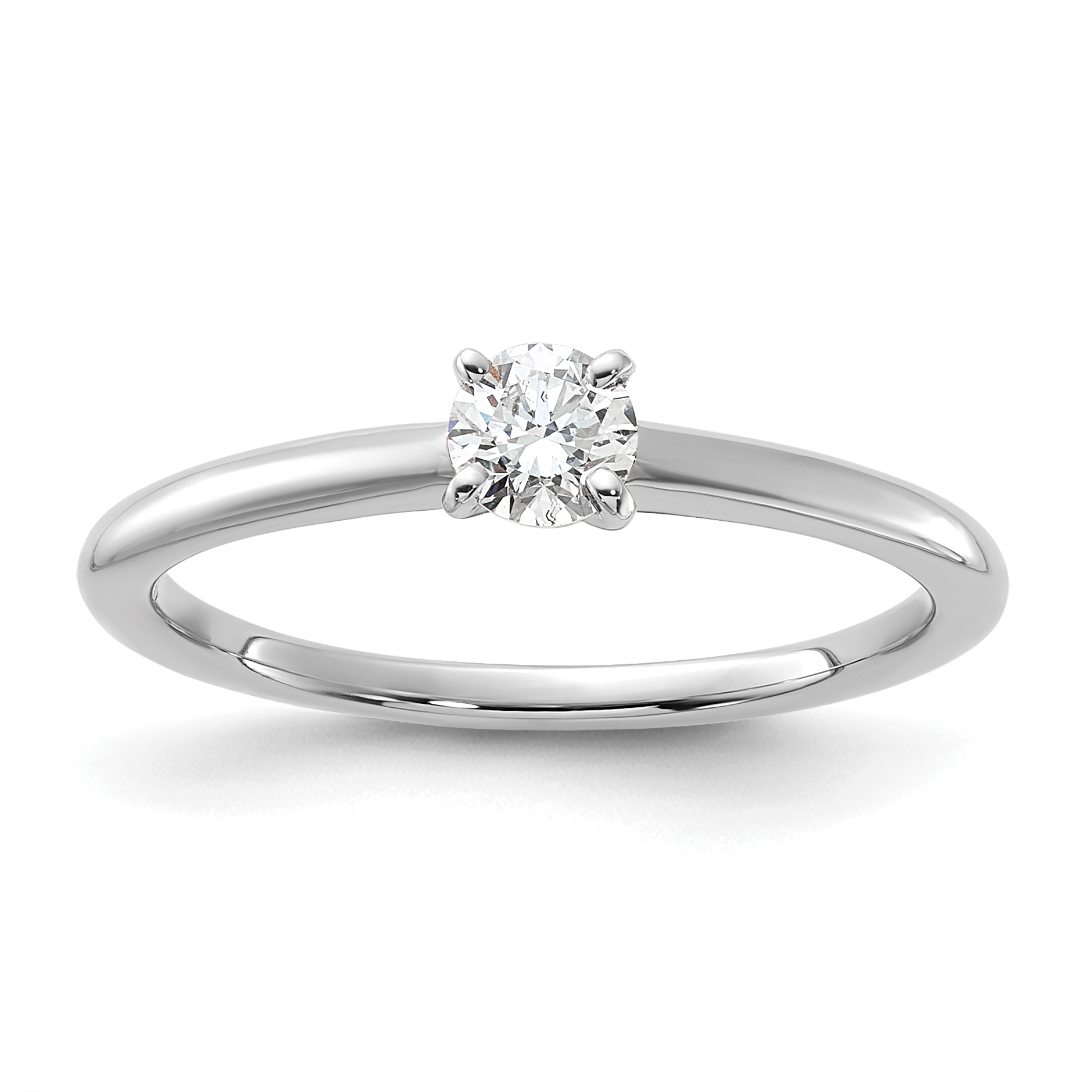 14K White Gold 1/4 carat Round VS/SI DEF Lab Grown Diamond Solitaire 4 Prong Size 7 Engagement Ring (RM5965R-025-7WLD)