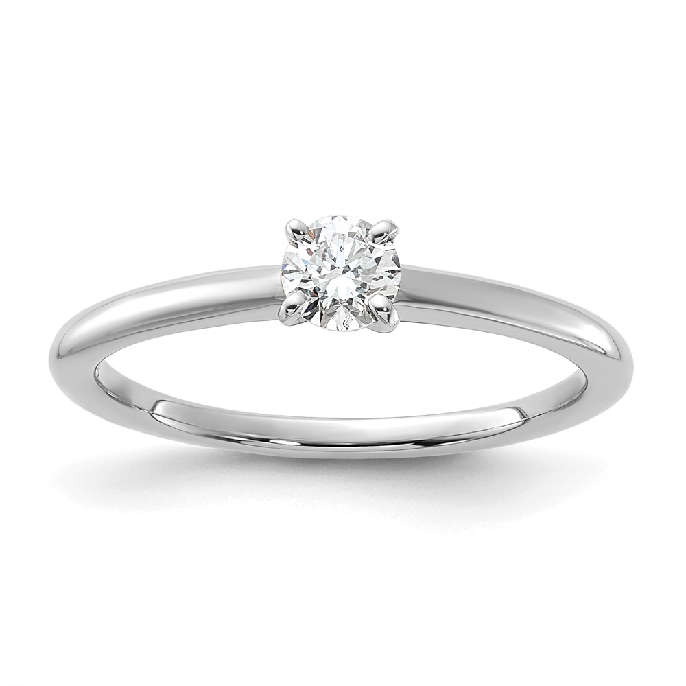14K White Gold 1/4 carat Round VS/SI DEF Lab Grown Diamond Solitaire 4 Prong Size 7 Engagement Ring (RM5965R-025-7WLD)
