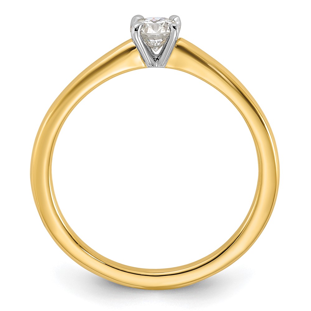 14K Two-Tone 1/4 carat Round VS/SI DEF Lab Grown Diamond Solitaire 4 Prong Size 7 Engagement Ring (RM5965R-025-7LD)