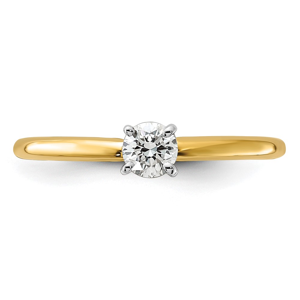 14K Two-Tone 1/4 carat Round VS/SI DEF Lab Grown Diamond Solitaire 4 Prong Size 7 Engagement Ring (RM5965R-025-7LD)