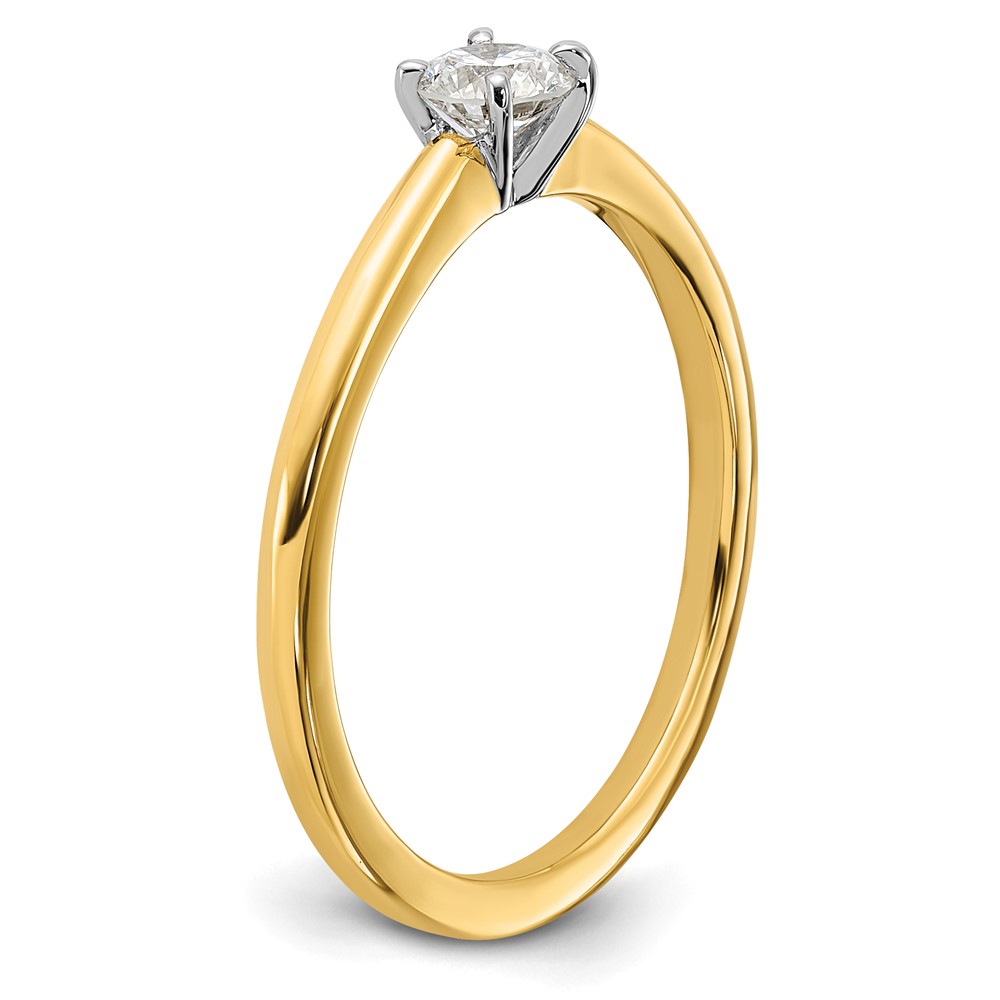 14K Two-Tone 1/4 carat Round VS/SI DEF Lab Grown Diamond Solitaire 4 Prong Size 7 Engagement Ring (RM5965R-025-7LD)