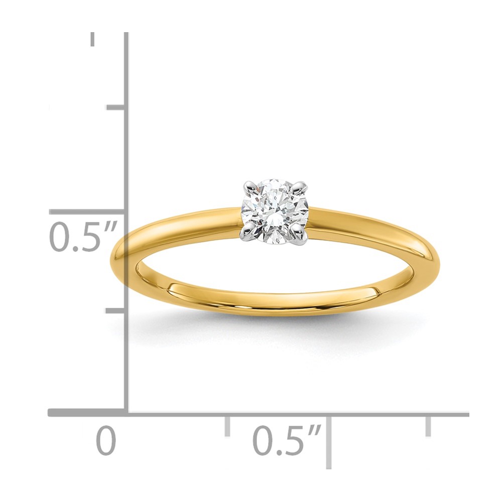 14K Two-Tone 1/4 carat Round VS/SI DEF Lab Grown Diamond Solitaire 4 Prong Size 7 Engagement Ring (RM5965R-025-7LD)
