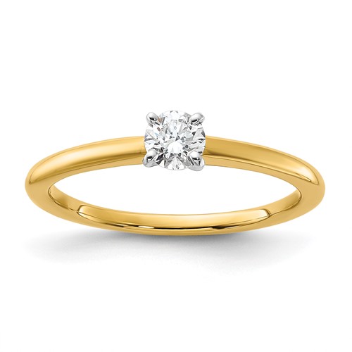 14K Two-Tone 0.25 Carat Certified Lab Grown Diamond VS+ F+ Round Complete Solitaire Engagement Ring