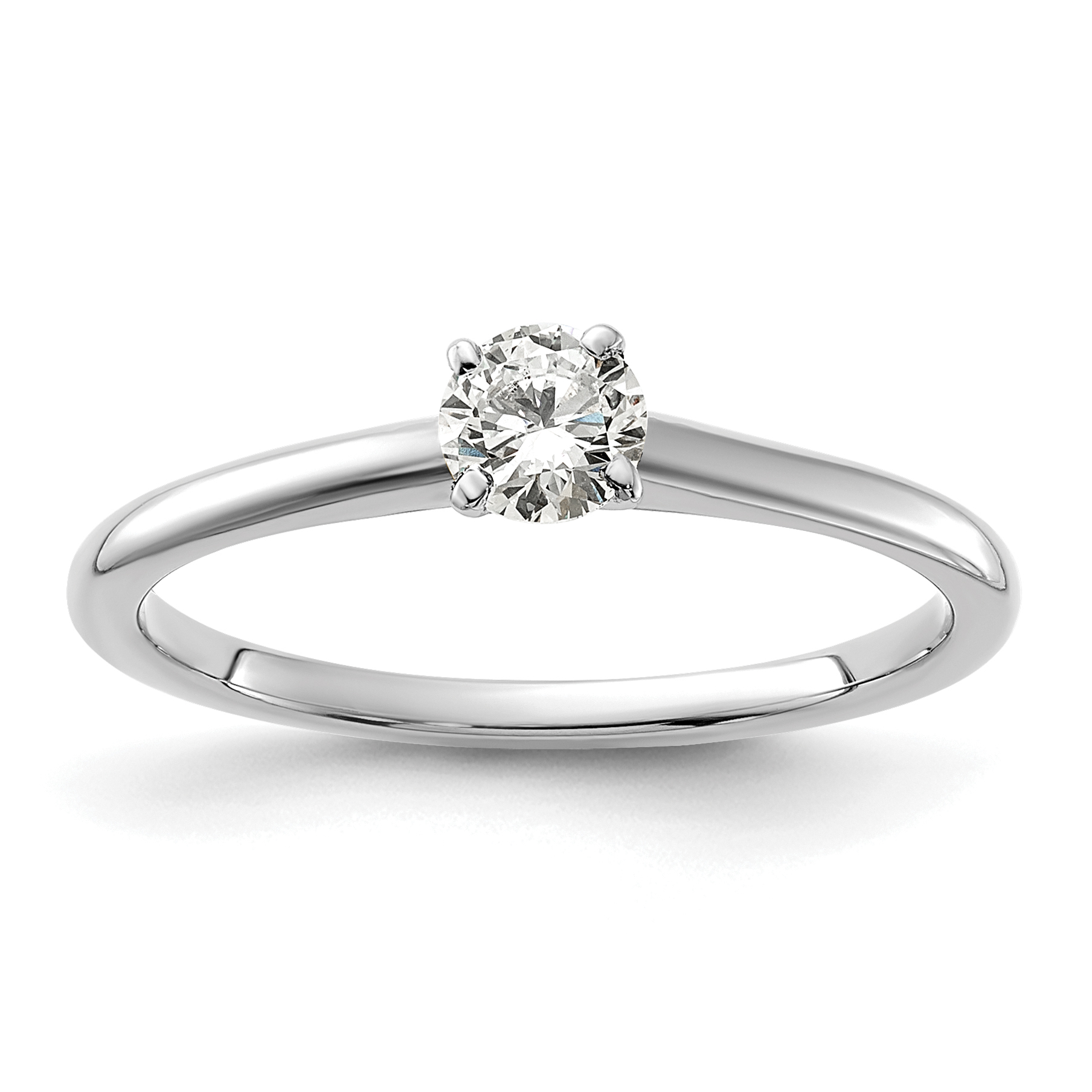 14K White Gold 1/3 carat Round VS/SI GH Lab Grown Diamond Solitaire 4 Prong Size 7 Engagement Ring (RM5965R-033-7WLG)
