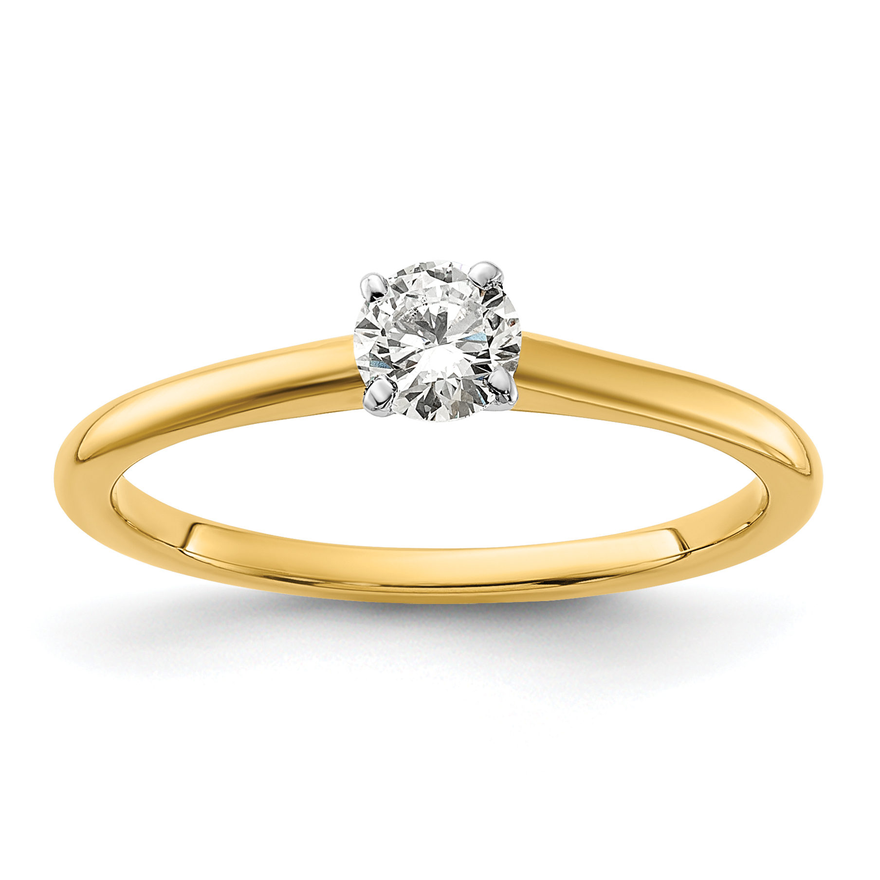 14K Two-Tone 1/3 carat Round VS/SI DEF Lab Grown Diamond Solitaire 4 Prong Size 7 Engagement Ring (RM5965R-033-7LD)