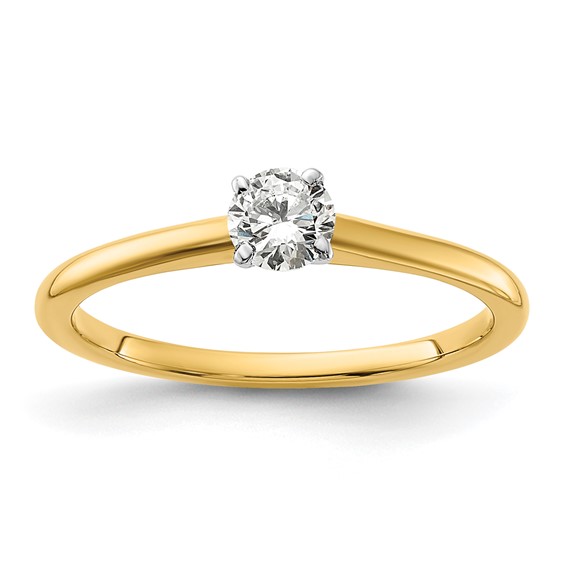 14k Two Tone 4.4mm Round Solitaire Mounting Sz 5