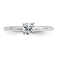 14K White Gold 0.50 Carat Certified Lab Grown Diamond VS SI+ G+ Cushion Complete Solitaire Engagement Ring view 4