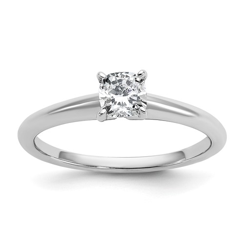14K White Gold 0.50 Carat Certified Lab Grown Diamond VS SI+ G+ Cushion Complete Solitaire Engagement Ring