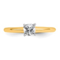 14K Two-tone 0.50 Carat Certified Lab Grown Diamond VS+ F+ Cushion Complete Solitiare Engagement Ring view 4