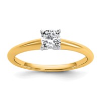 14K Two-tone 0.50 Carat Certified Lab Grown Diamond VS+ F+ Cushion Complete Solitiare Engagement Ring view 1