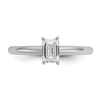 14K White Gold 0.50 Carat Lab Grown Diamond VS SI+ G+ Emerald Solitaire Complete Engagement Ring view 4