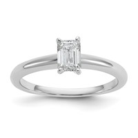 14K White Gold 0.50 Carat Lab Grown Diamond VS SI+ G+ Emerald Solitaire Complete Engagement Ring view 1