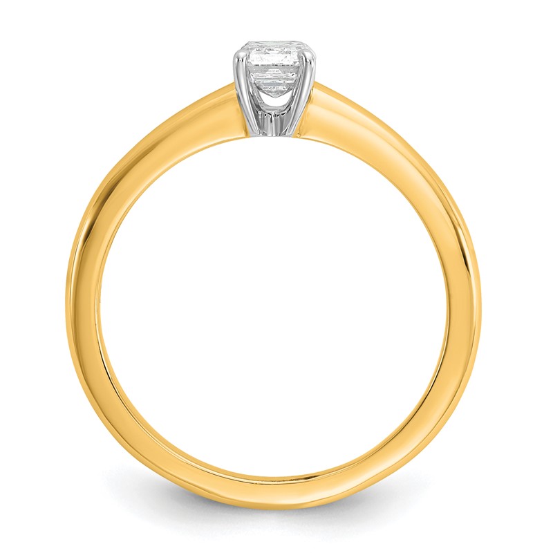14k Two-tone 1/2 carat Certified Lab Grown Diamond VS+ F+ Emerald Solitare Complete Engagement Ring