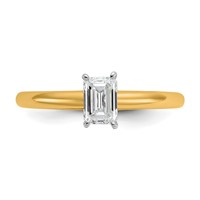 14K Two-tone 0.50 Carat Lab Grown Diamond VS SI+ G+ Emerald Solitaire Complete Engagement Ring view 4