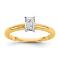 14K Two-tone 0.50 Carat Lab Grown Diamond VS SI+ G+ Emerald Solitaire Complete Engagement Ring view 1