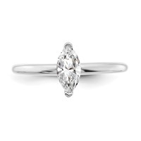 14K White Gold 0.50 Carat Lab Grown Diamond VS SI+ G+ Marquise Solitaire Complete Engagement Ring view 3