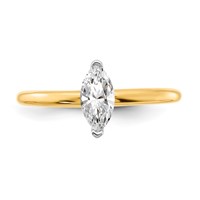 14K Two-tone 0.50 Carat Lab Grown Diamond VS+ F+ Marquise Solitaire Complete Engagement Ring view 3